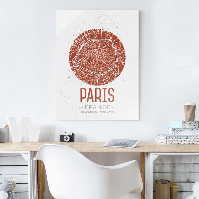 Wanddeko Flur Stadtplan Paris - Retro