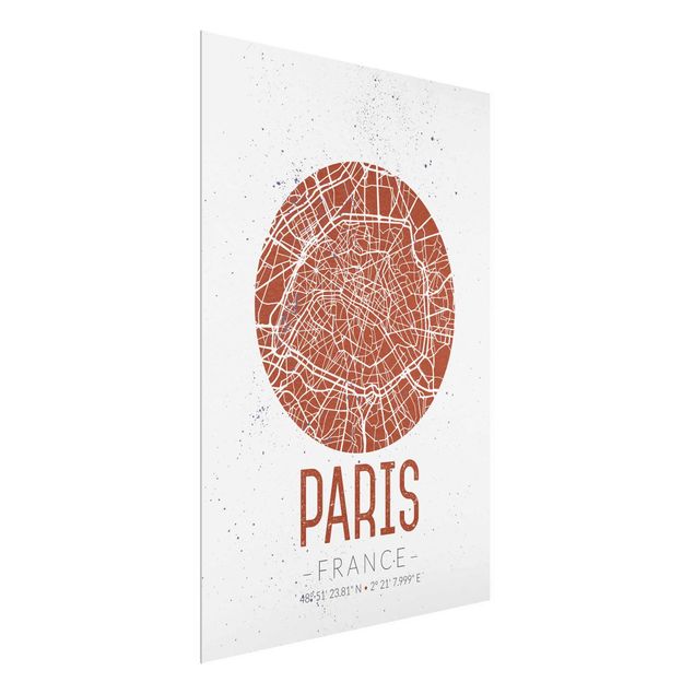 Wanddeko Esszimmer Stadtplan Paris - Retro