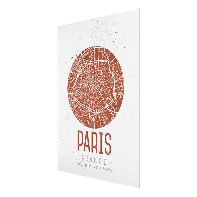 Wanddeko Jugendzimmer Stadtplan Paris - Retro