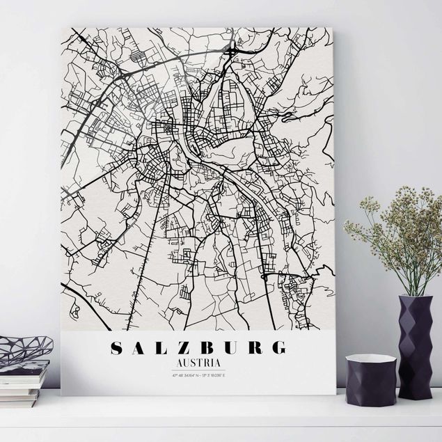 Wanddeko Schlafzimmer Stadtplan Salzburg - Klassik