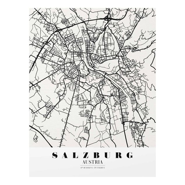 Wanddeko Jugendzimmer Stadtplan Salzburg - Klassik