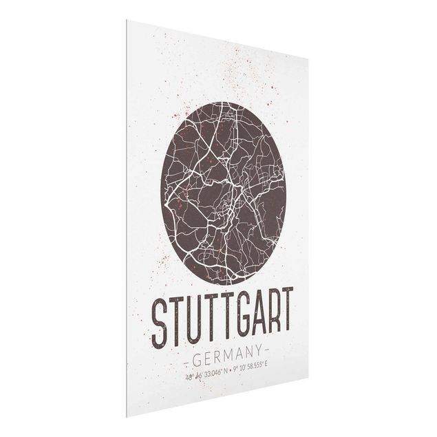 Wanddeko Esszimmer Stadtplan Stuttgart - Retro