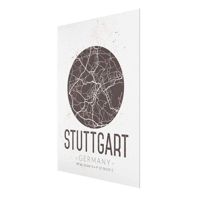 Wanddeko Jugendzimmer Stadtplan Stuttgart - Retro