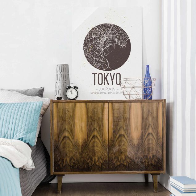 Wanddeko Wohnzimmer Stadtplan Tokyo - Retro