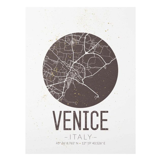 Wanddeko Büro Stadtplan Venice - Retro