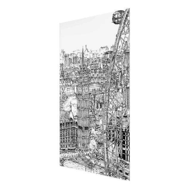 Wanddeko Treppenhaus Stadtstudie - London Eye