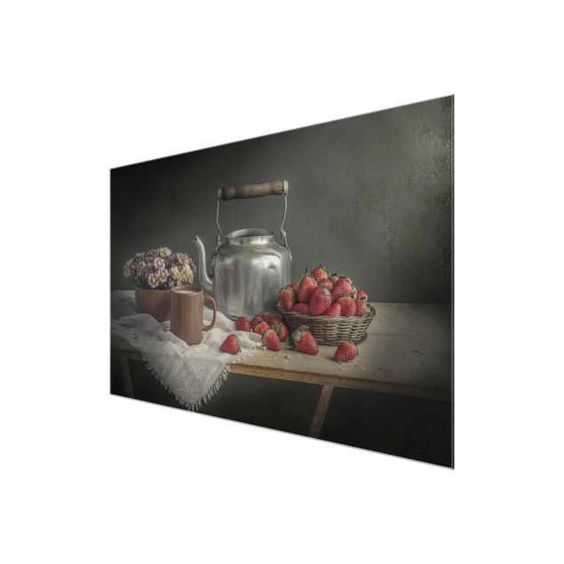 Wandbilder Modern Stillleben mit Erdbeeren
