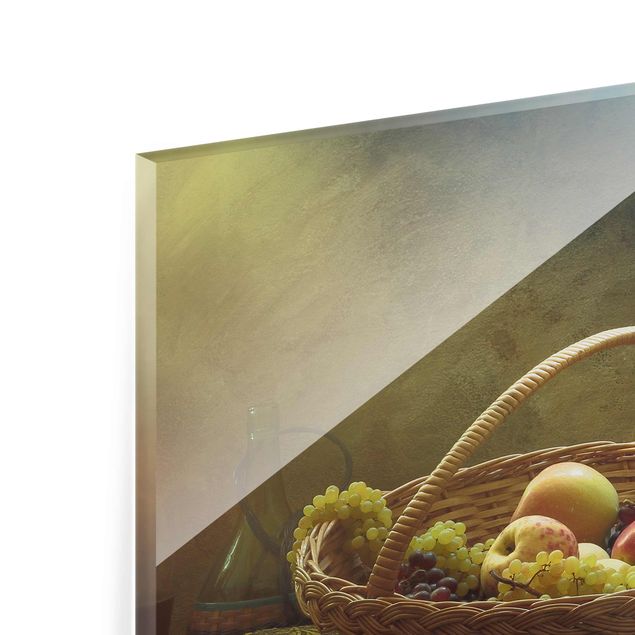 Wandbilder Grün Stillleben mit Obstkorb