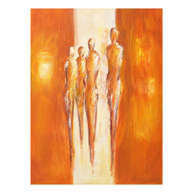 Wanddeko Treppenhaus Petra Schüßler - Vier Figuren in Orange 02