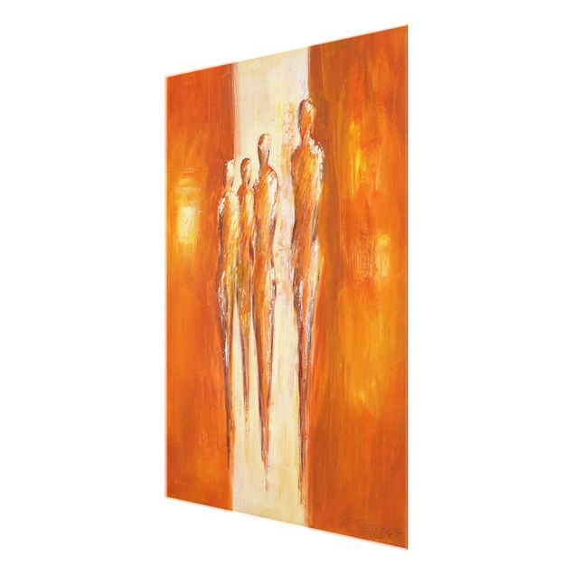 Wanddeko über Sofa Petra Schüßler - Vier Figuren in Orange 02