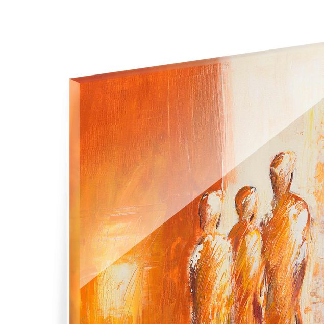 Wanddeko über Bett Petra Schüßler - Vier Figuren in Orange 02