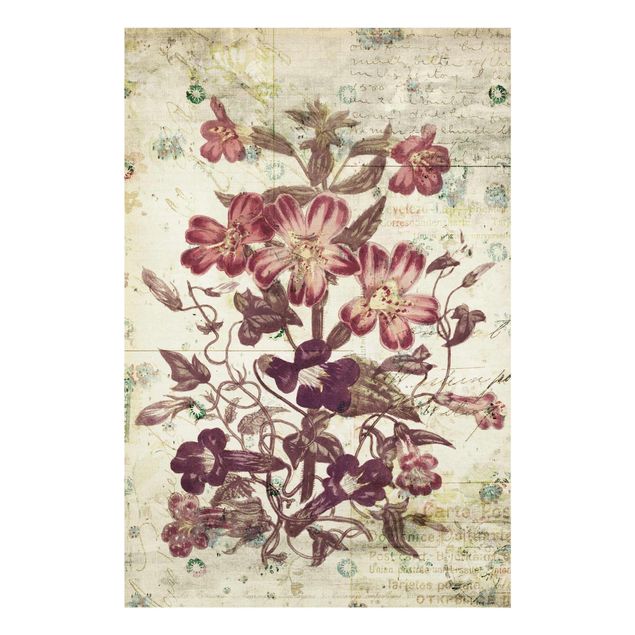 Wanddeko Flur Vintage Blütenmuster