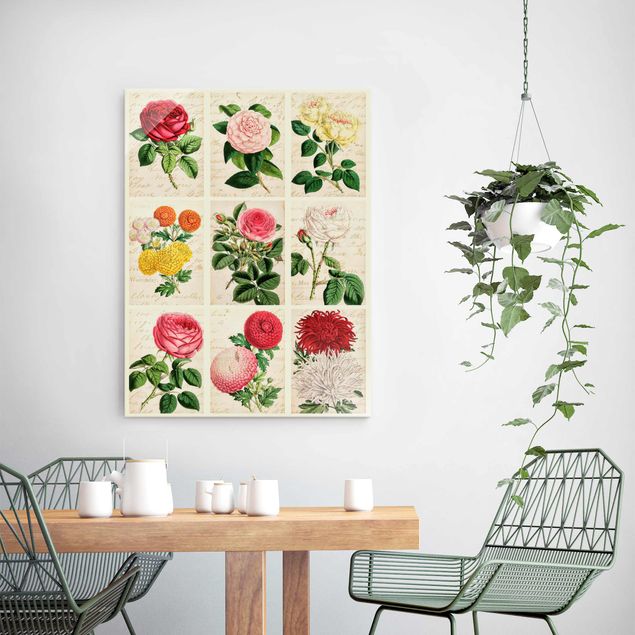 Wanddeko Schlafzimmer Vintage Blumen Collage