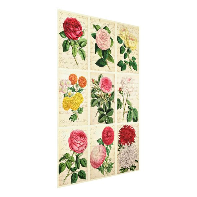Wanddeko Blume Vintage Blumen Collage