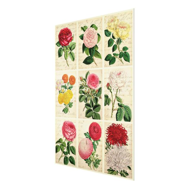 Wanddeko Esszimmer Vintage Blumen Collage