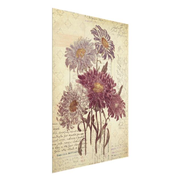 Wohndeko Blume Vintage Blumen mit Handschrift
