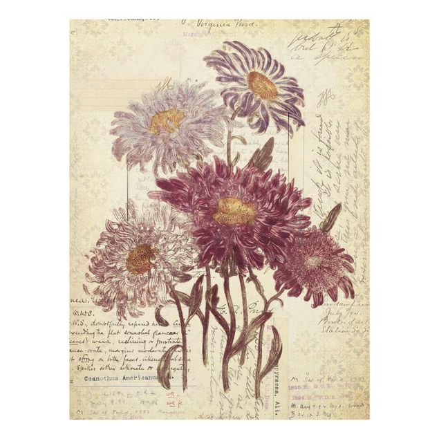 Wanddeko Flur Vintage Blumen mit Handschrift