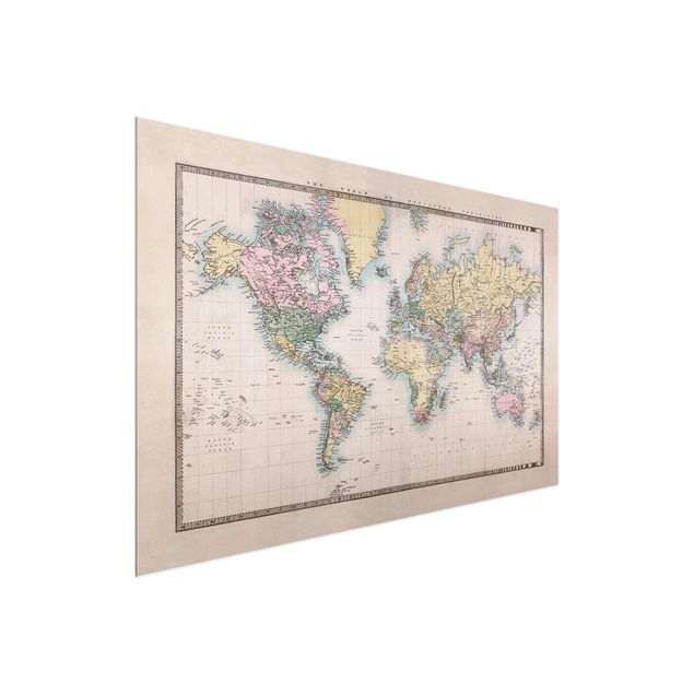 Wanddeko Esszimmer Vintage Weltkarte um 1850
