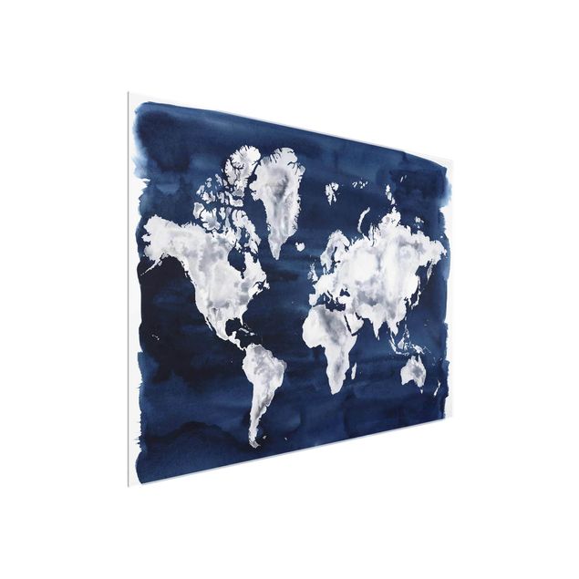 Wanddeko Esszimmer Wasser-Weltkarte dunkel