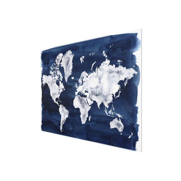 Wanddeko Jugendzimmer Wasser-Weltkarte dunkel