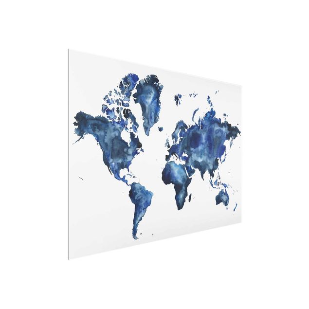Wanddeko Esszimmer Wasser-Weltkarte hell