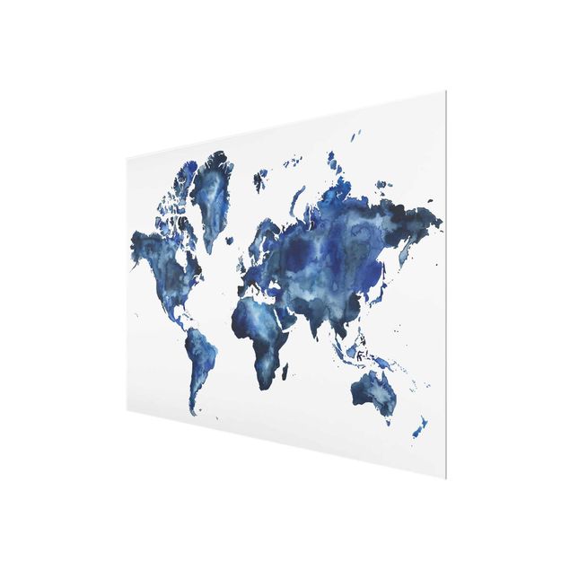Wanddeko Jugendzimmer Wasser-Weltkarte hell