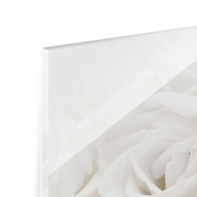 Glasbild - Wedding Roses - Panorama Quer - Blumenbild Glas