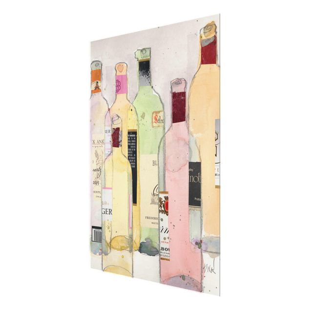 Wandbilder Weinflaschen in Wasserfarbe I