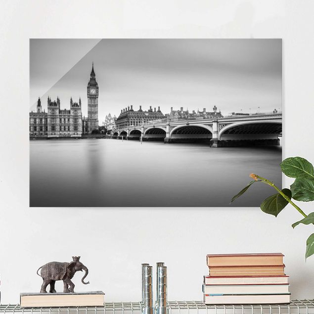 Glasbilder London Westminster Brücke und Big Ben