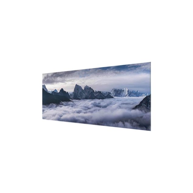 Glasbilder Berge Wolkenmeer im Himalaya