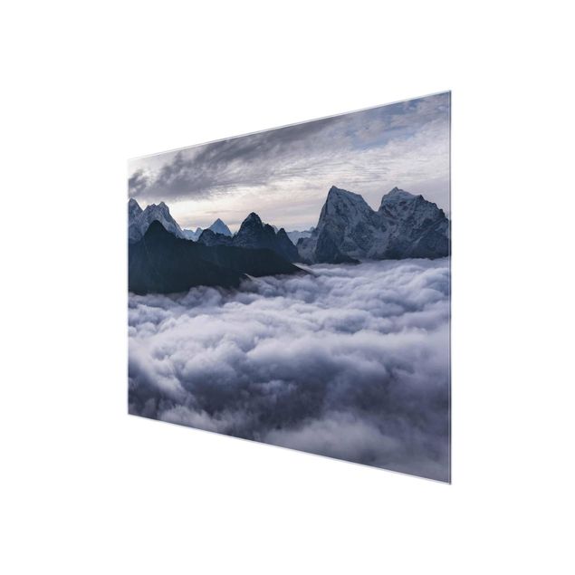 Glasbild Berg Wolkenmeer im Himalaya