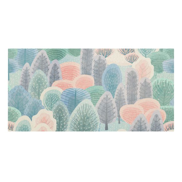 Wanddeko Mädchenzimmer Glücklicher Wald in Pastell