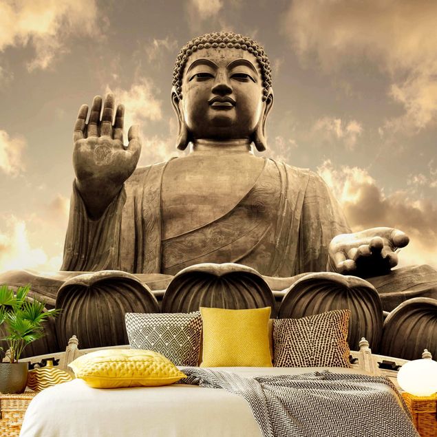 Wanddeko Schlafzimmer Großer Buddha Sepia