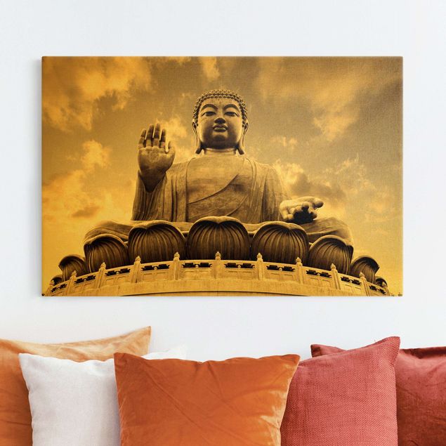 Wanddeko beige Großer Buddha Sepia
