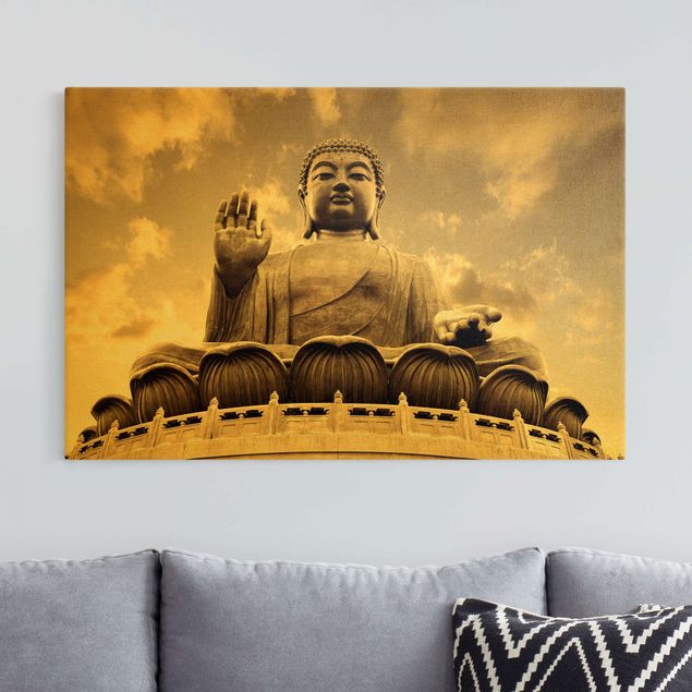 Wanddeko Wohnzimmer Großer Buddha Sepia