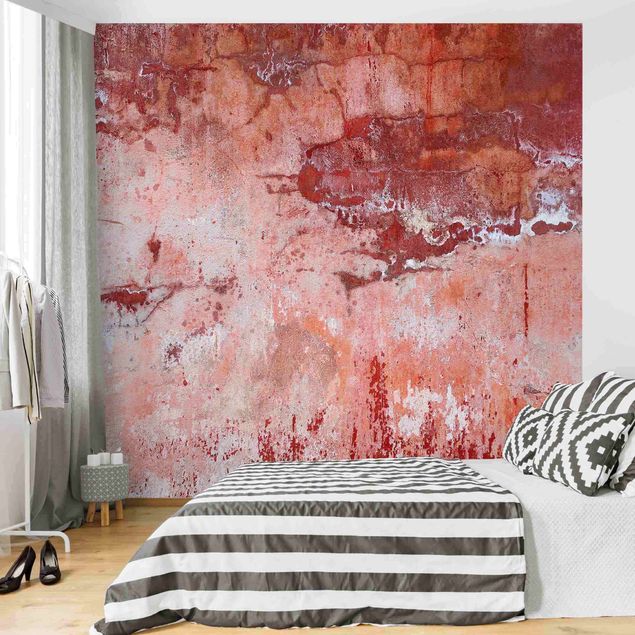 Wanddeko Schlafzimmer Grunge Betonwand Rot