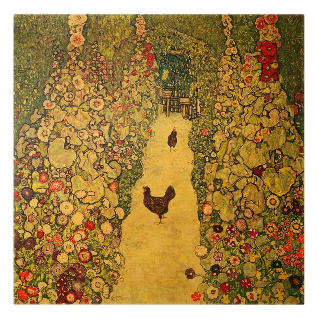 Wanddeko Flur Gustav Klimt - Gartenweg mit Hühnern