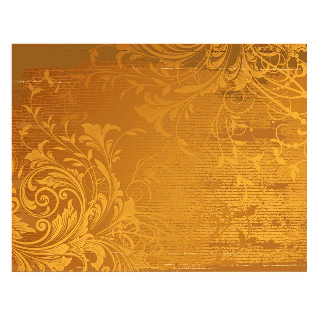 Wanddeko gold Goldene Flora