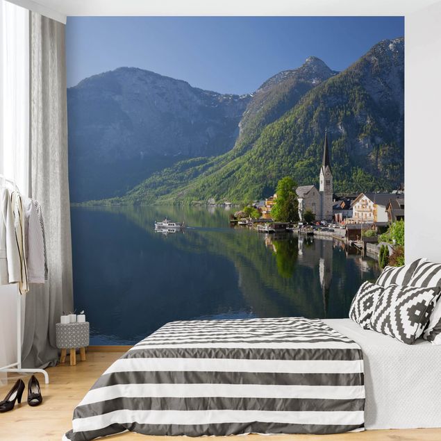 Wanddeko Schlafzimmer Hallstätter See und Bergblick
