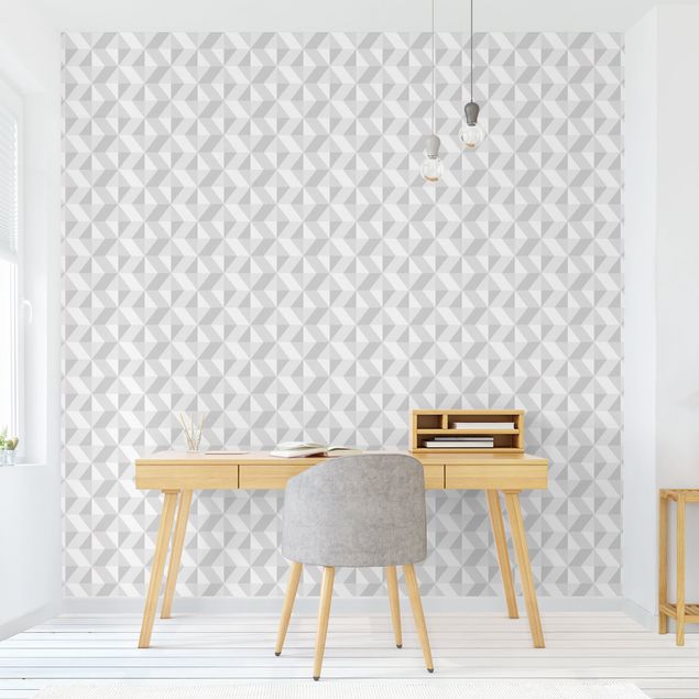 Wanddeko Wohnzimmer Helle Geometrische Tapete mit 3D Effekt