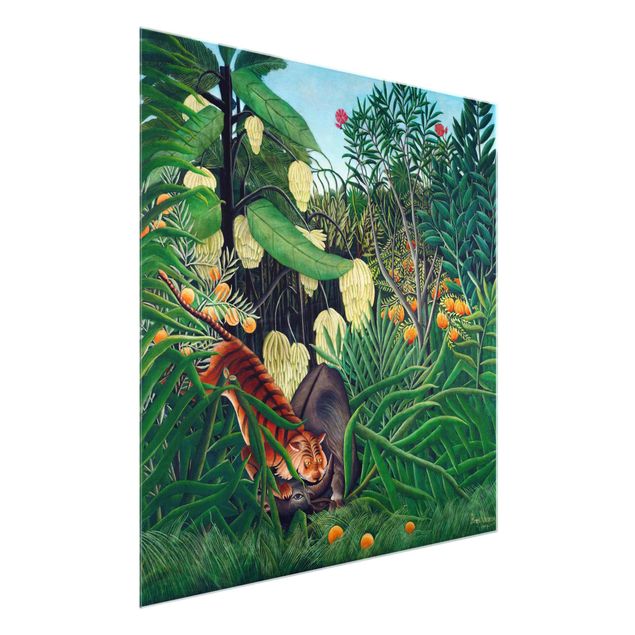 Wanddeko Esszimmer Henri Rousseau - Kampf zwischen Tiger und Büffel