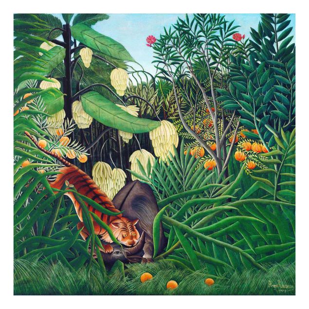 Wanddeko grün Henri Rousseau - Kampf zwischen Tiger und Büffel