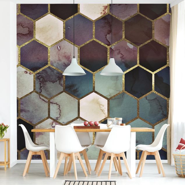 Wanddeko Schlafzimmer Hexagonträume Aquarell Muster