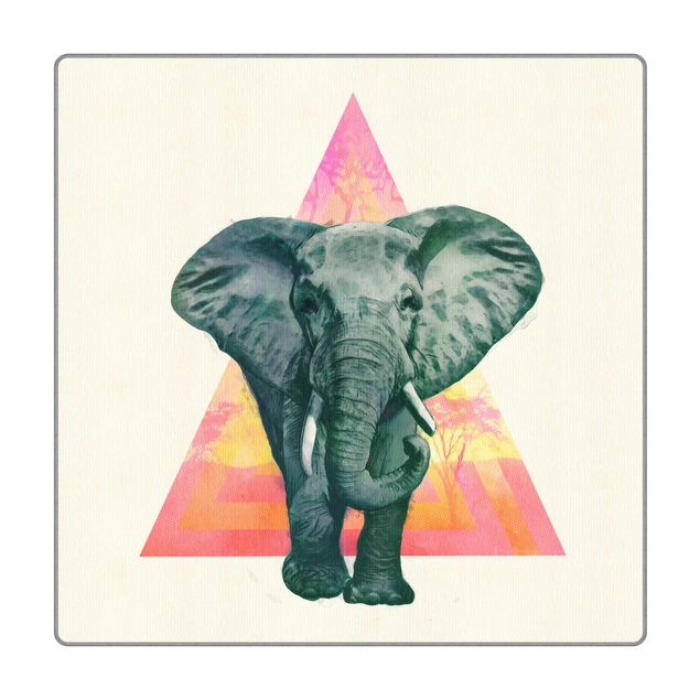 Wanddeko Malerei Illustration Elefant vor Dreieck Malerei