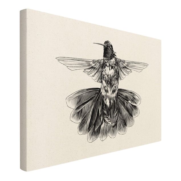 Wanddeko Praxis Illustration fliegender Kolibri Schwarz