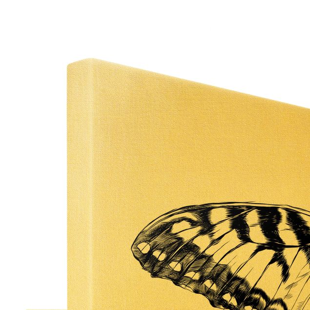 Wanddeko über Sofa Illustration fliegender Tiger Schwalbenschwanz Schwarz