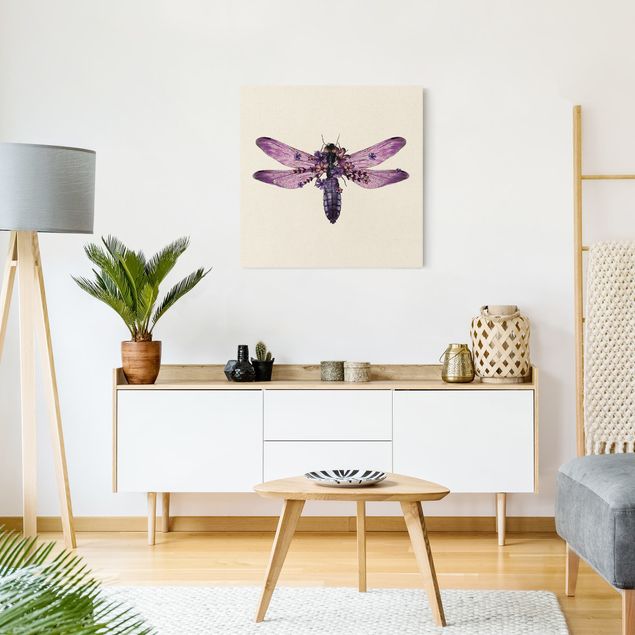 Wanddeko Büro Illustration florale Libelle