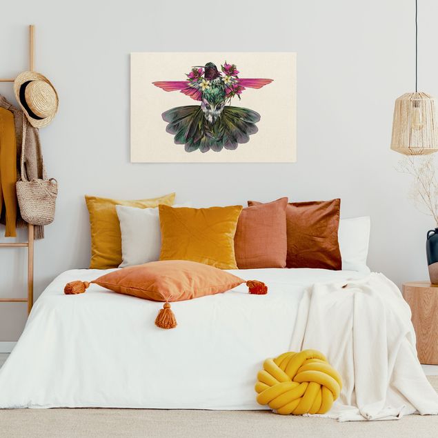 Wanddeko Büro Illustration floraler Kolibri