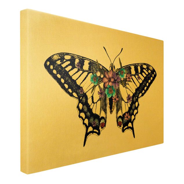 Wandbilder Schmetterlinge Illustration floraler Schwalbenschwanz