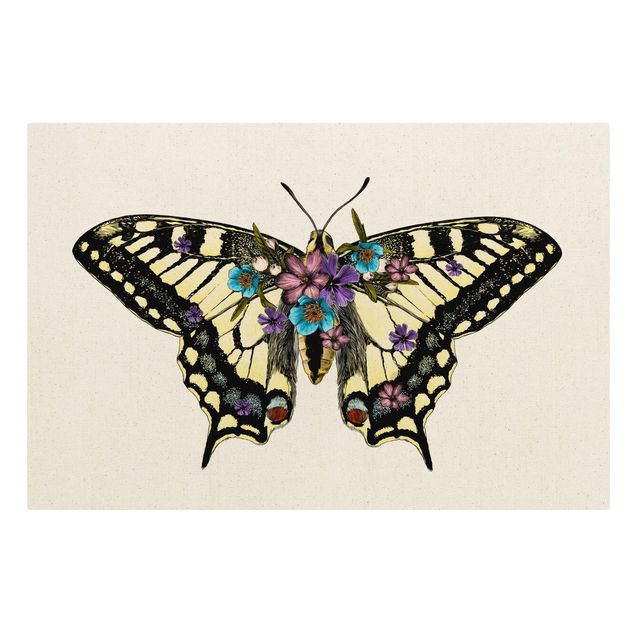 Leinwand Schmetterling Illustration floraler Schwalbenschwanz